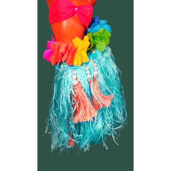 Vintage Hawaiian Tiki Dancers Dolls - Handcrafted Intricate Details Music Box & - Picture 11 of 16